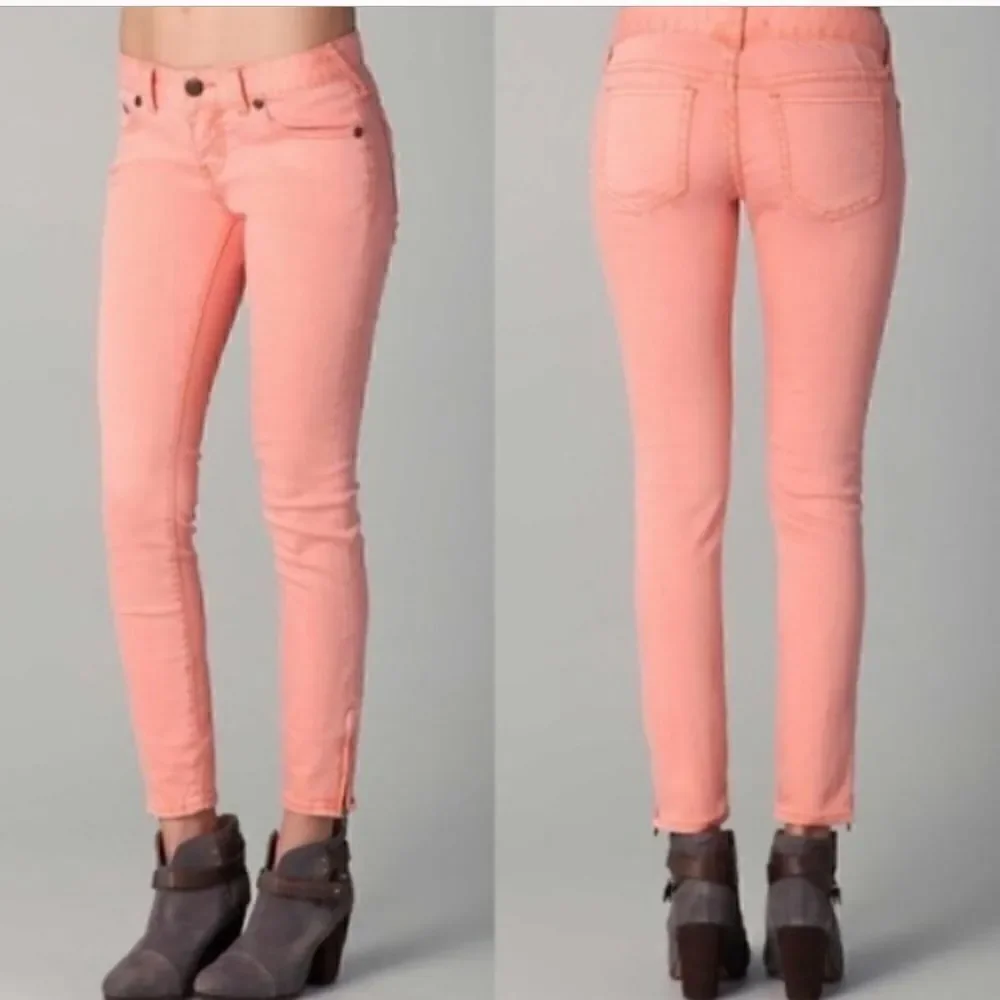 FREE PEOPLE Orange Ankle Zip Skinny Jean
